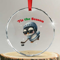 Penguin On Ice Tis The Season Crystal Glass Ornament Funny Christmas Gift - Wonder Print Shop