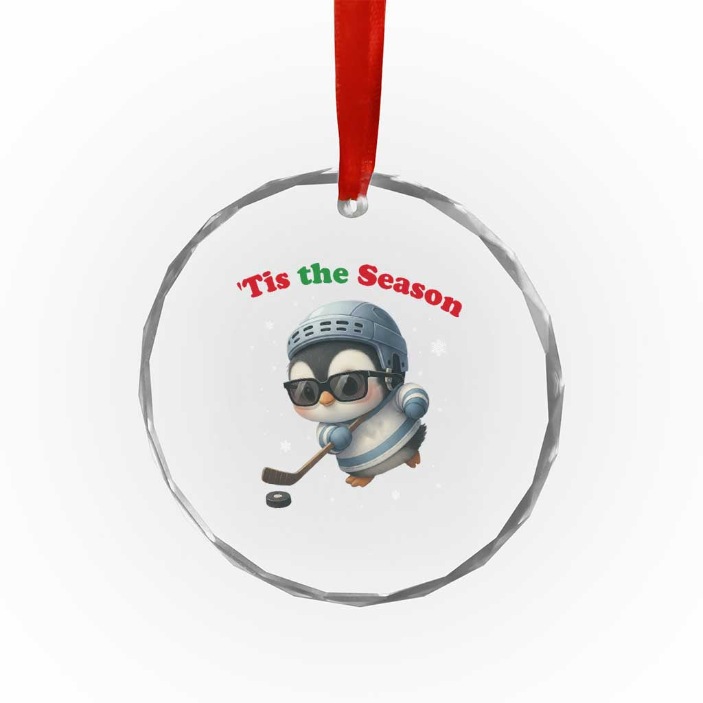 Penguin On Ice Tis The Season Crystal Glass Ornament Funny Christmas Gift - Wonder Print Shop