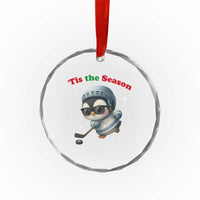 Penguin On Ice Tis The Season Crystal Glass Ornament Funny Christmas Gift - Wonder Print Shop