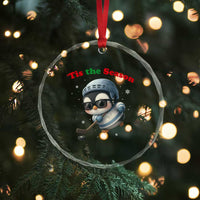 Penguin On Ice Tis The Season Crystal Glass Ornament Funny Christmas Gift - Wonder Print Shop