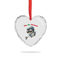 Penguin On Ice Tis The Season Heart Crystal Glass Ornament Funny Christmas Gift - Wonder Print Shop