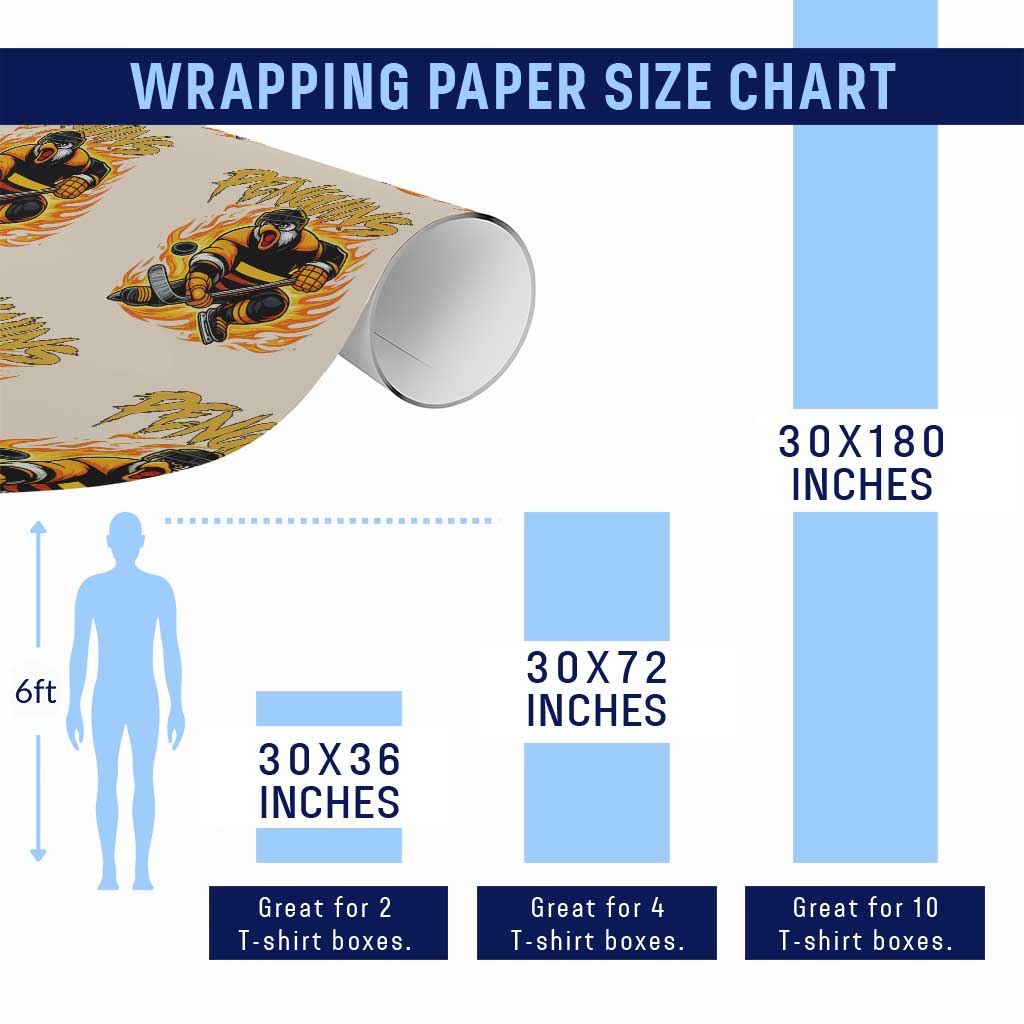 Penguin Playing Ice Hockey Wrapping Paper Roll Funny Sports Fan Gift - Wonder Print Shop