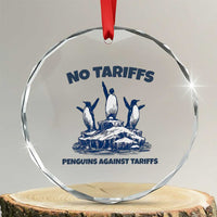 Penguins Against Tariffs Crystal Glass Ornament Resist Protest FDT Political