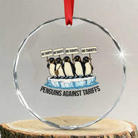 Penguins Against Tariffs Crystal Glass Ornament Resist Tariffs Subtle FDT Political Resistance