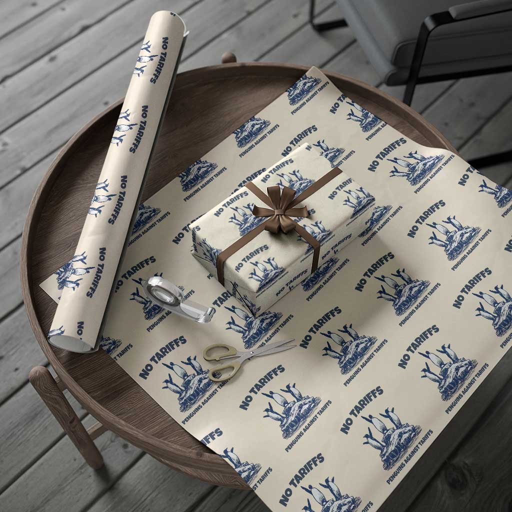 Penguins Against Tariffs Wrapping Paper Roll Resist Protest FDT Political