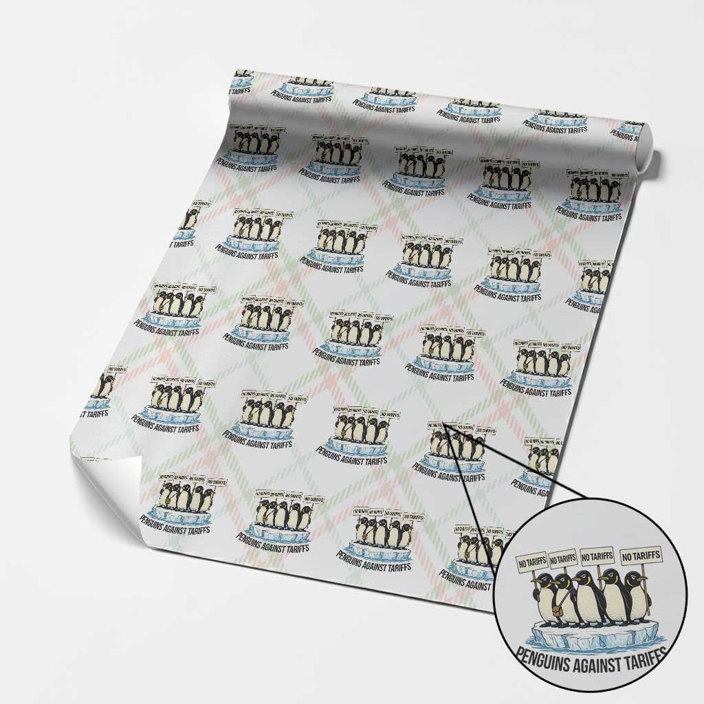 Penguins Against Tariffs Wrapping Paper Roll Resist Tariffs Subtle FDT Political Resistance