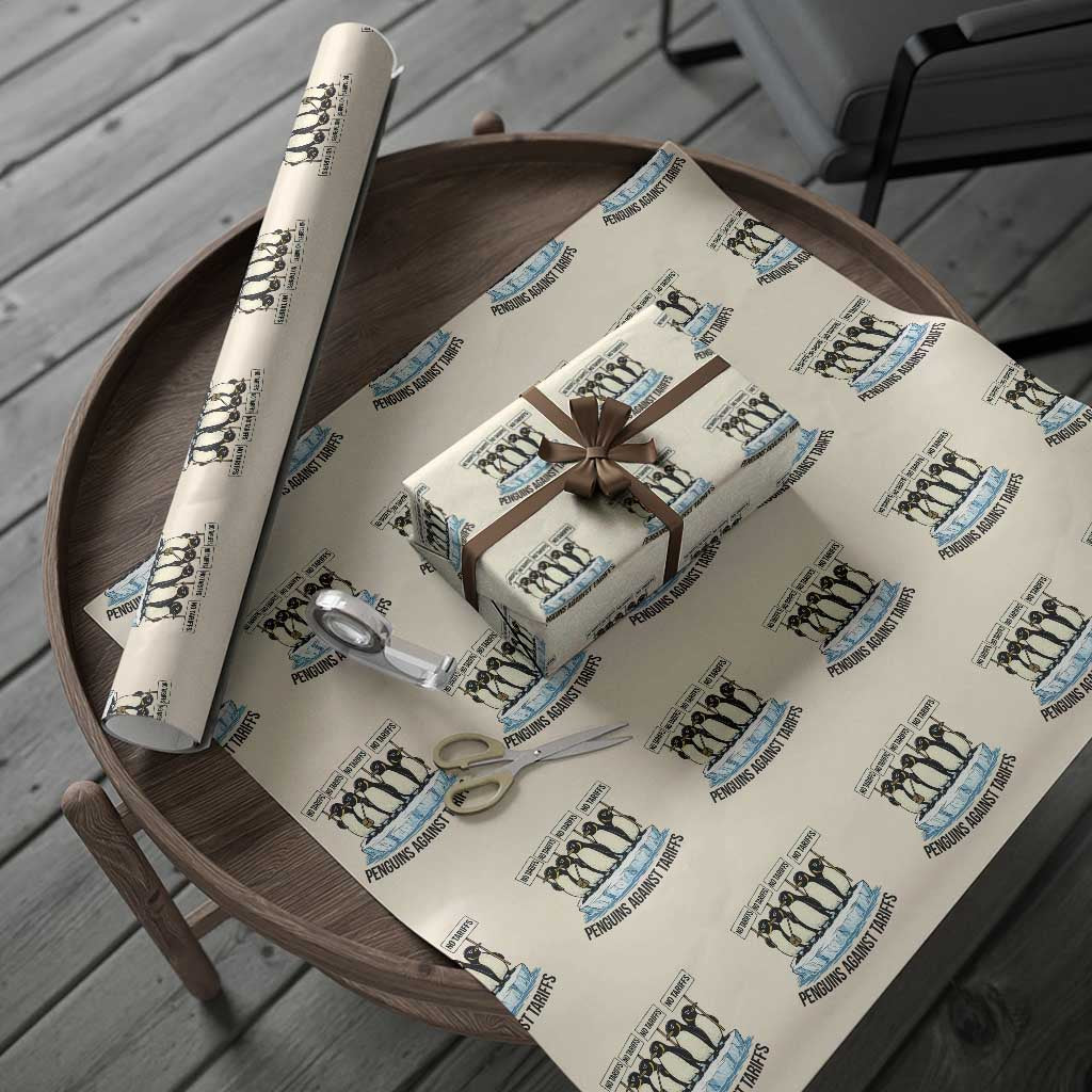 Penguins Against Tariffs Wrapping Paper Roll Resist Tariffs Subtle FDT Political Resistance