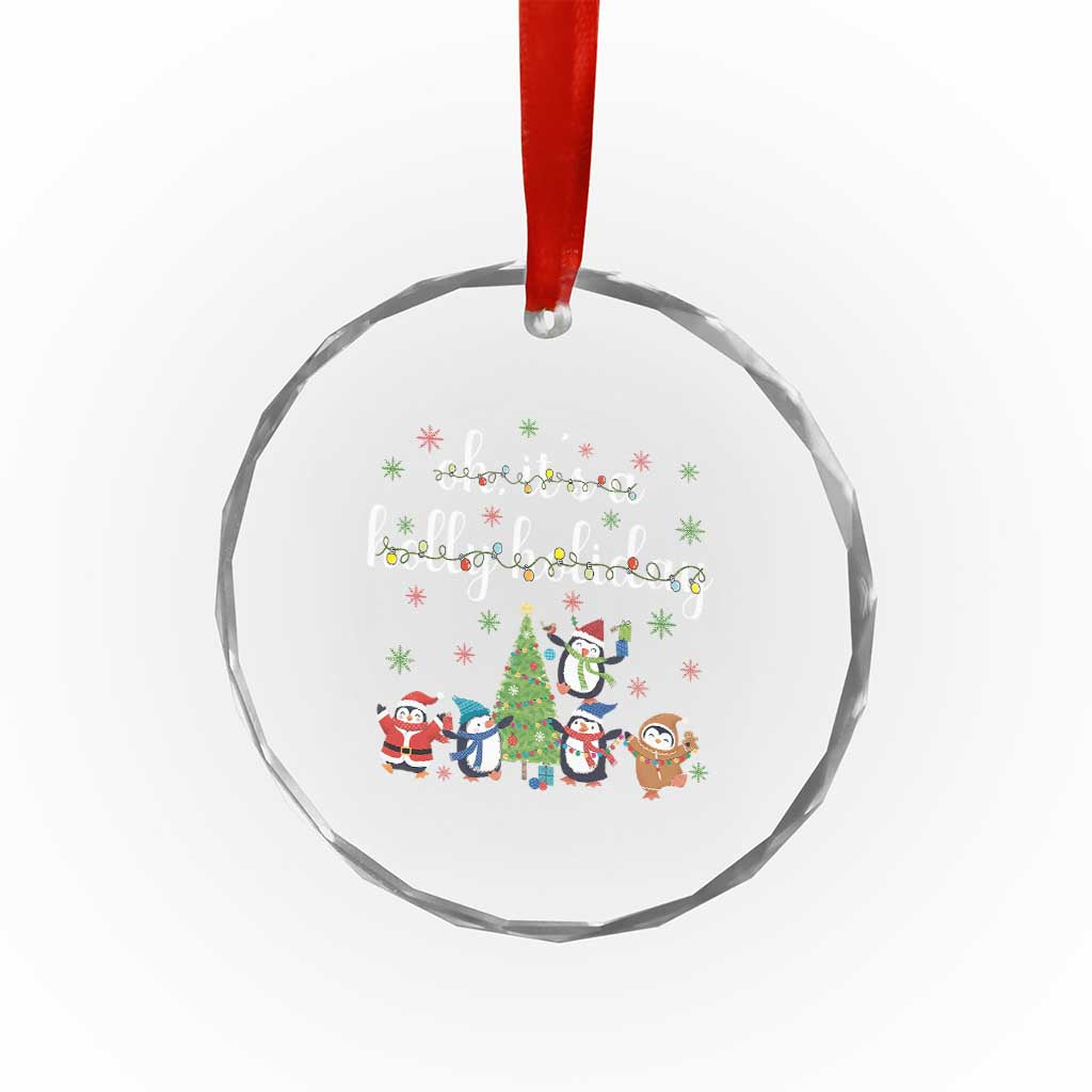 Penguins Christmas Crystal Glass Ornament Oh Its A Jolly Holiday Xmas Light - Wonder Print Shop