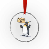 Penguins Resist Crystal Glass Ornament Flippers Up Protest