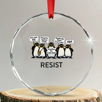 Penguins Resist Crystal Glass Ornament Nihilist Penguin Anti-Government Meme