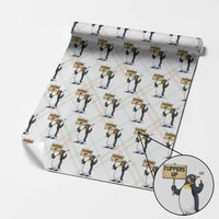 Penguins Resist Wrapping Paper Roll Flippers Up Protest
