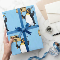 Penguins Resist Wrapping Paper Roll Flippers Up Protest