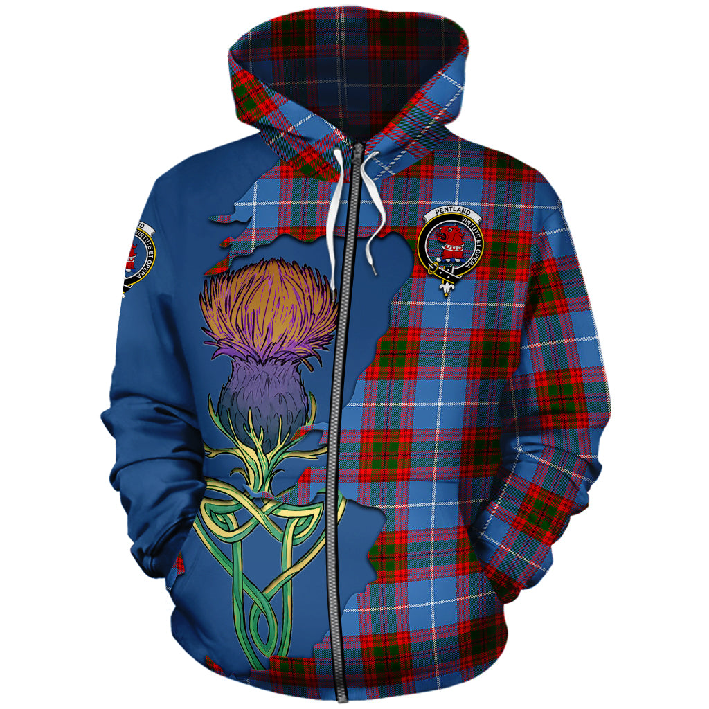 pentland-tartan-plaid-hoodie-tartan-crest-with-thistle-and-scotland-map-hoodie