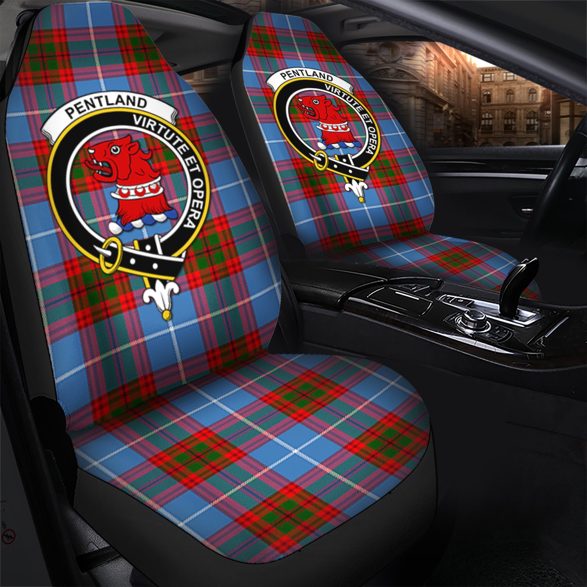 Pentland Clan Tartan Car Seat Cover, Family Crest Tartan Seat Cover TS23