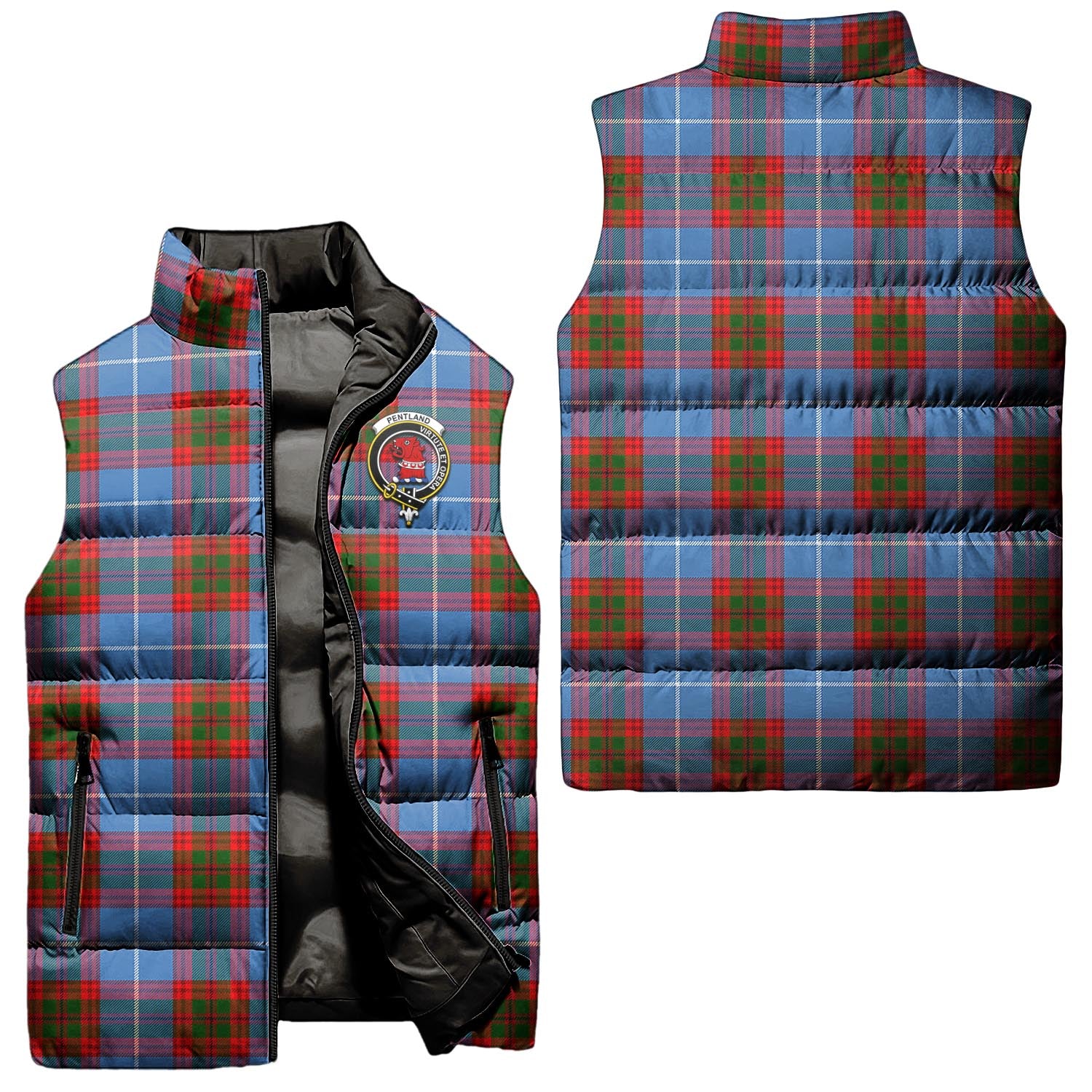 pentland-clan-puffer-vest-family-crest-plaid-sleeveless-down-jacket