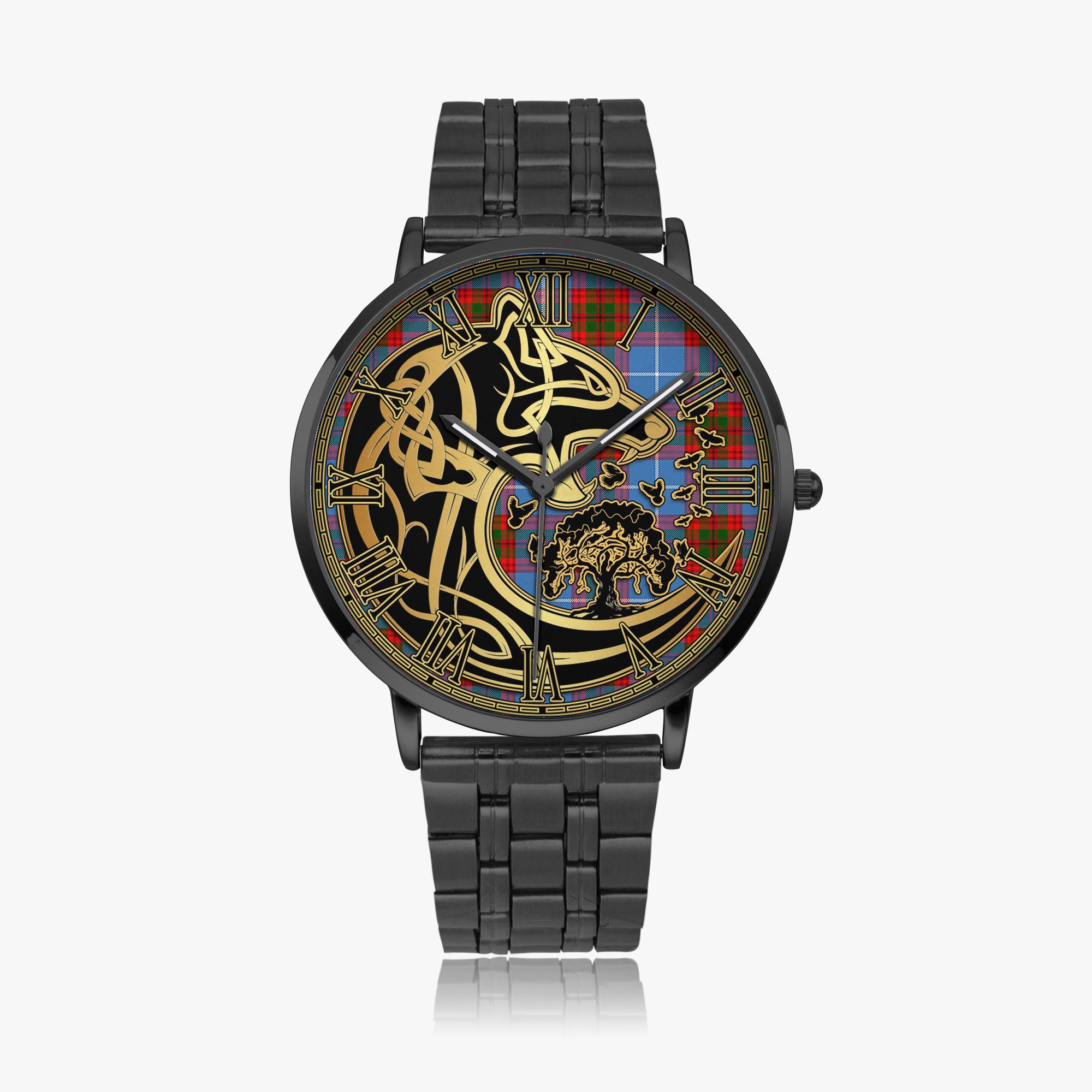 pentland-tartan-watch-with-stainless-steel-trap-tartan-instafamous-quartz-stainless-steel-watch-golden-celtic-wolf-style