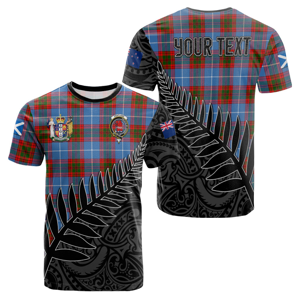 pentland-tartan-family-crest-t-shirt-with-fern-leaves-and-coat-of-arm-of-nea-zealand