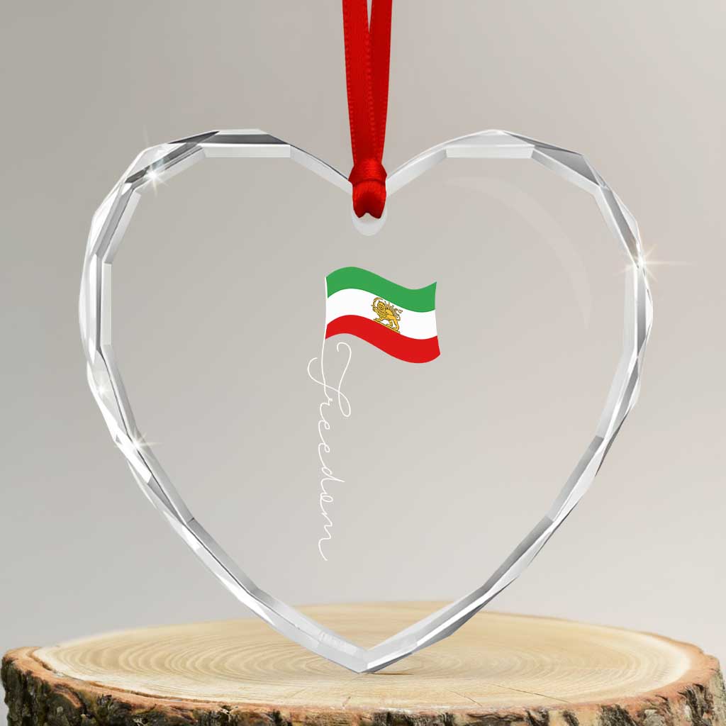 Persian Freedom Heart Crystal Glass Ornament Free Iran Proud Persian Iranian