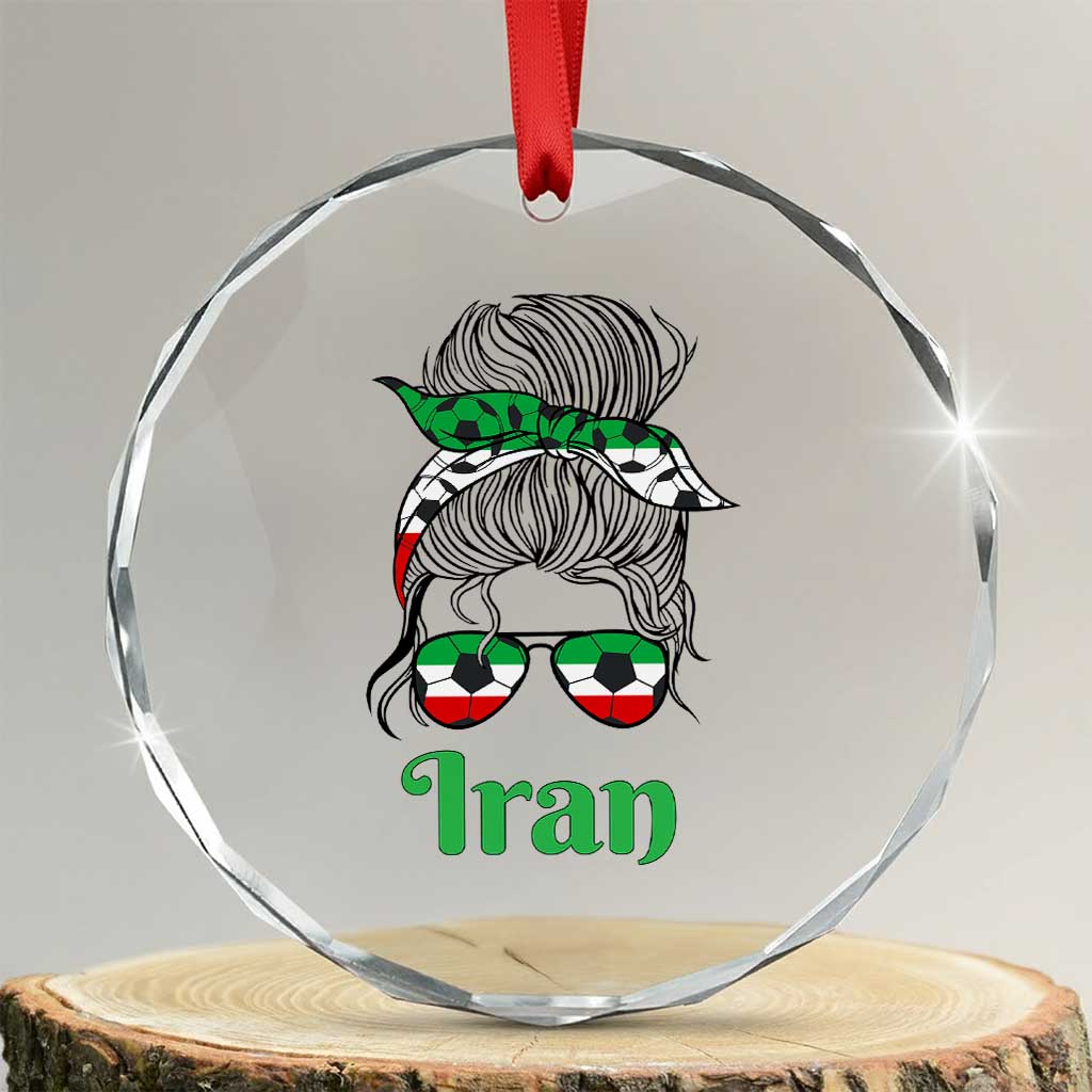 Persian Girl Power Soccer Fan Crystal Glass Ornament Team Iran Heritage Gift