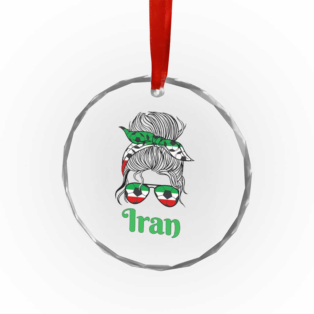 Persian Girl Power Soccer Fan Crystal Glass Ornament Team Iran Heritage Gift