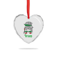 Persian Girl Power Soccer Fan Heart Crystal Glass Ornament Team Iran Heritage Gift