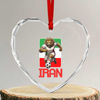 Persian Lions Soccer Fan Heart Crystal Glass Ornament Proud Iranian Heritage Gift
