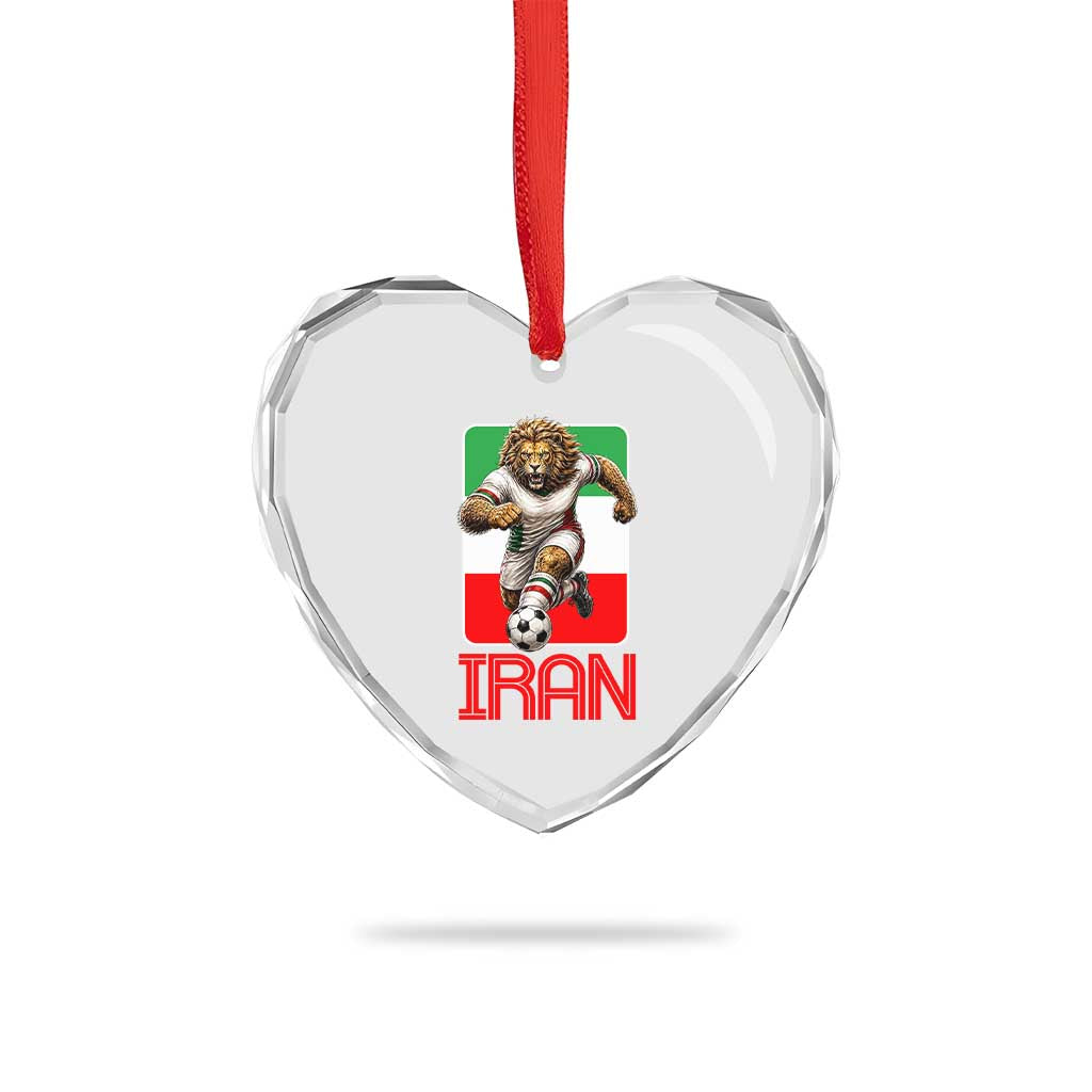 Persian Lions Soccer Fan Heart Crystal Glass Ornament Proud Iranian Heritage Gift