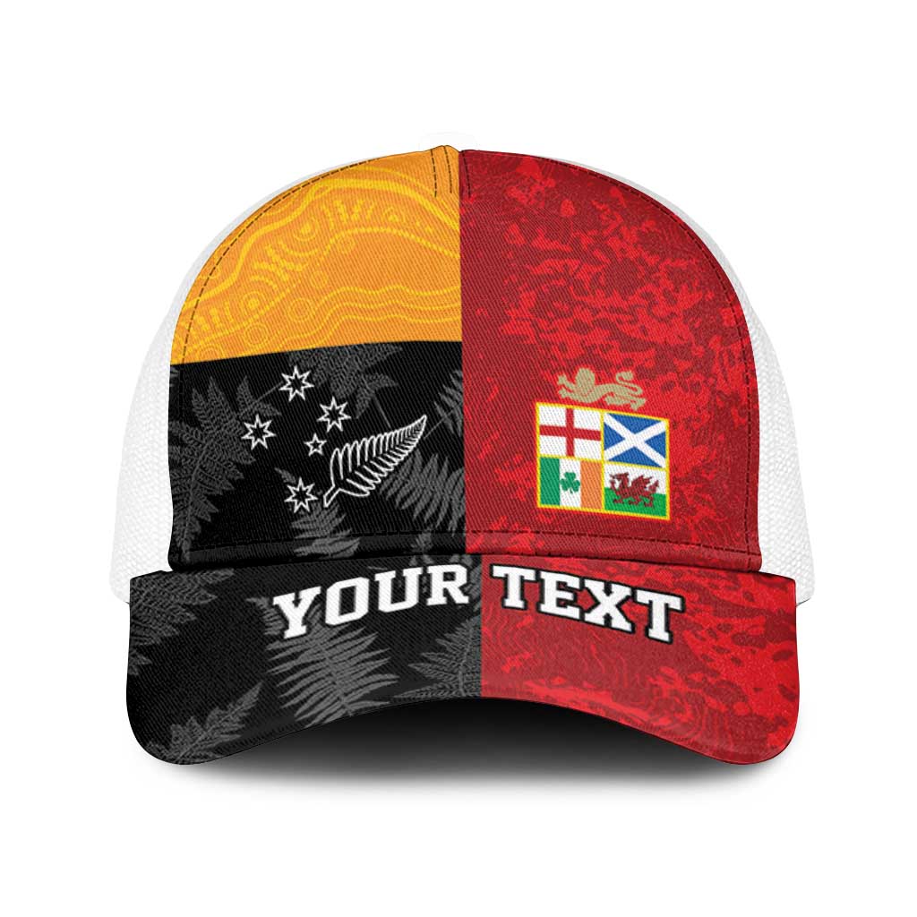 Personalised British Lions-AUNZ Mesh Trucker Cap Australia-New Zealand Indigenous Motif - Wonder Print Shop