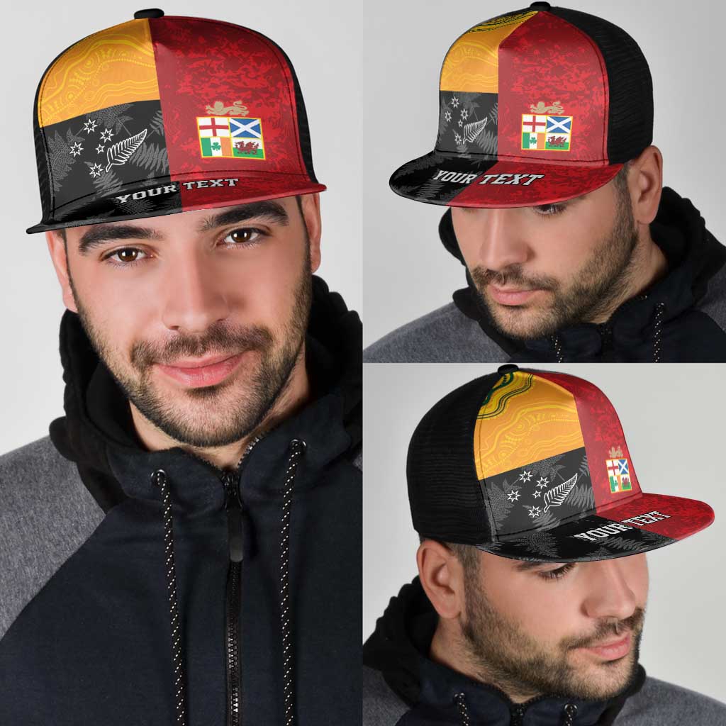 Personalised British Lions-AUNZ Mesh Trucker Cap Australia-New Zealand Indigenous Motif - Wonder Print Shop