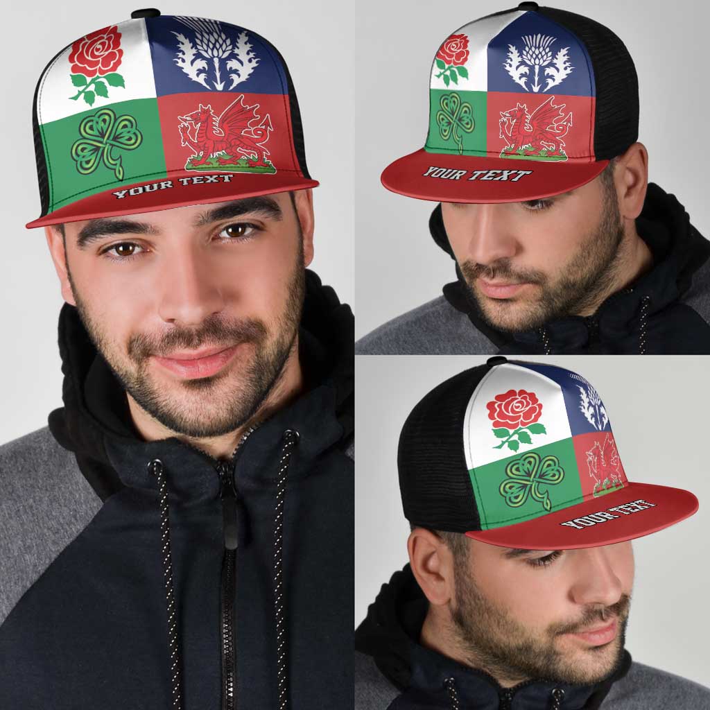 Personalised British Lions Mesh Trucker Cap Combination of England Irish Scottish Welsh - Wonder Print Shop