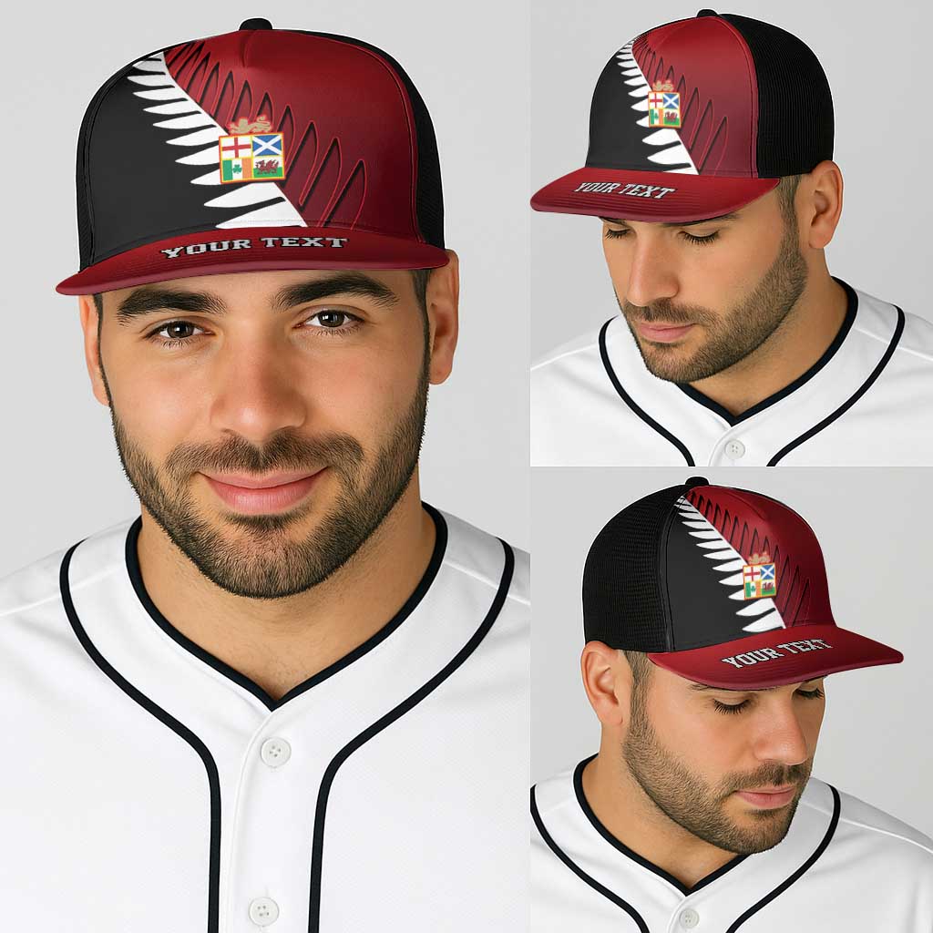 Personalised British Lions New Zealand Baseball Net Cap Half Black Fern - Wonder Print Shop