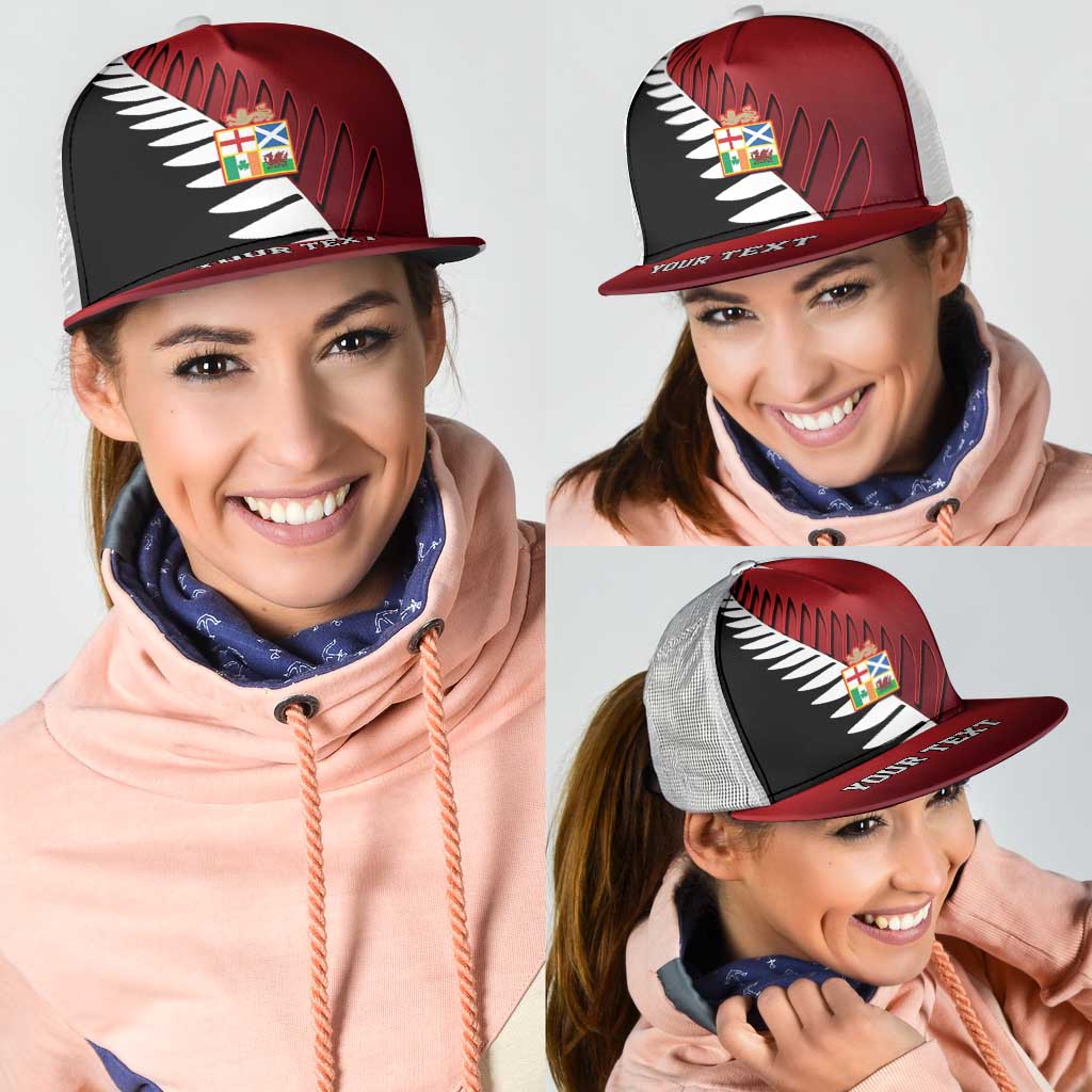 Personalised British Lions New Zealand Mesh Trucker Cap Half Black Fern - Wonder Print Shop