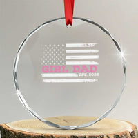 Personalised Dad Of Girl Crystal Glass Ornament Custom Year Daddy Fathers Day USA Flag - Wonder Print Shop