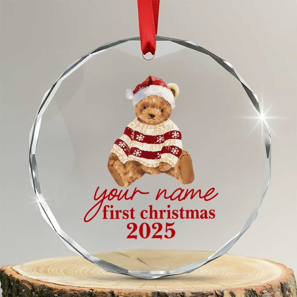 Personalised My First Christmas Crystal Glass Ornament Custom Name Newborn Baby 1st Xmas - Wonder Print Shop