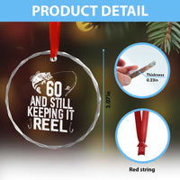 Personalized 60th Birthday Fishing Crystal Glass Ornament Custom Number Bday Still Keeping It Reel