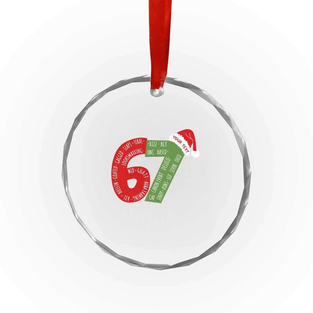 Personalized 67 Christmas Crystal Glass Ornament Custom Text Rizz Aura Farming Six Seven Meme Gen Alpha - Wonder Print Shop