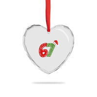 Personalized 67 Christmas Heart Crystal Glass Ornament Custom Text Rizz Aura Farming Six Seven Meme Gen Alpha - Wonder Print Shop