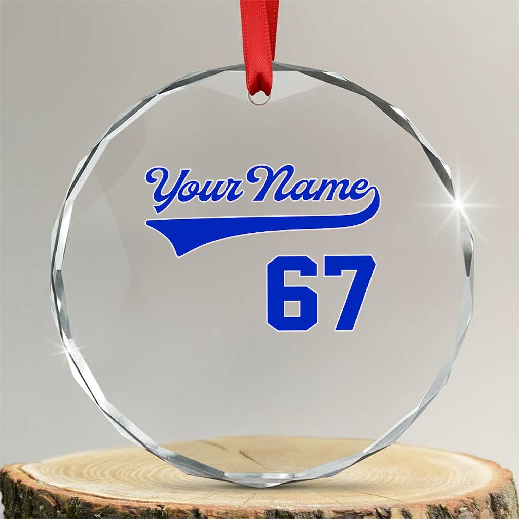 Personalized 67 Jersey Number Crystal Glass Ornament Custom Name Numbered Uniform Sports Team 67th Birthday TS10