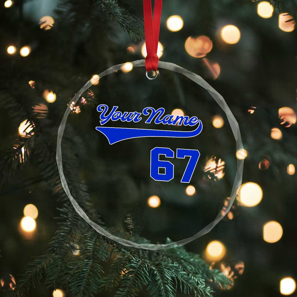 Personalized 67 Jersey Number Crystal Glass Ornament Custom Name Numbered Uniform Sports Team 67th Birthday TS10