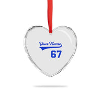 Personalized 67 Jersey Number Heart Crystal Glass Ornament Custom Name Numbered Uniform Sports Team 67th Birthday - Wonder Print Shop
