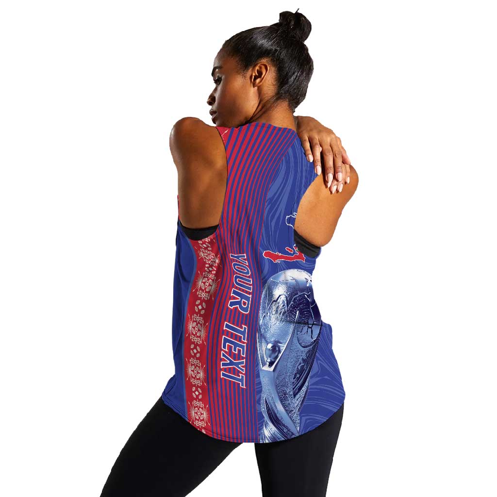 Personalized Afro-Haiti Football Women Racerback Tank 2026 Grenadye Alaso Blue Version - Wonder Print Shop