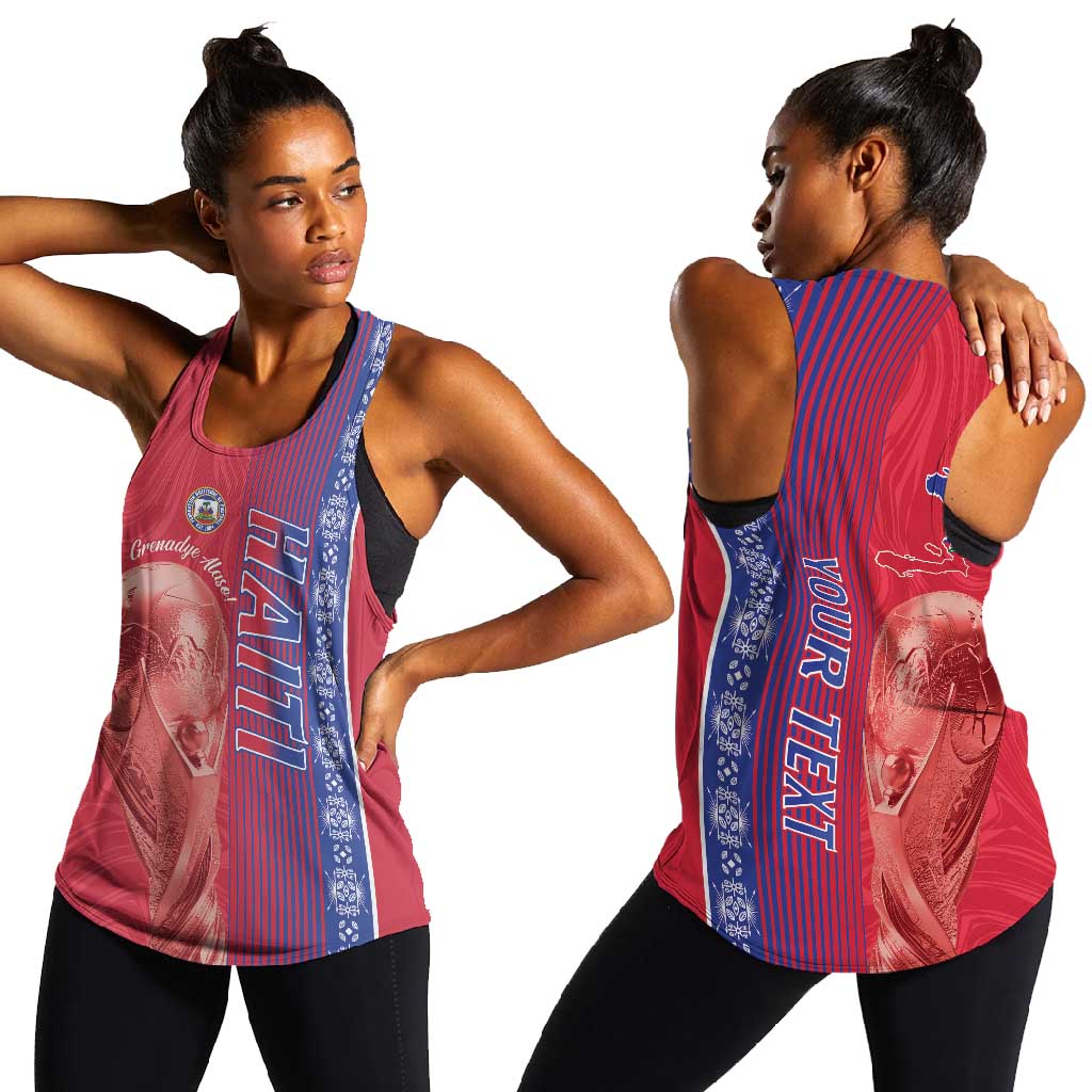Personalized  Afro-Haiti Football Women Racerback Tank 2026 Grenadye Alaso Red Version - Wonder Print Shop