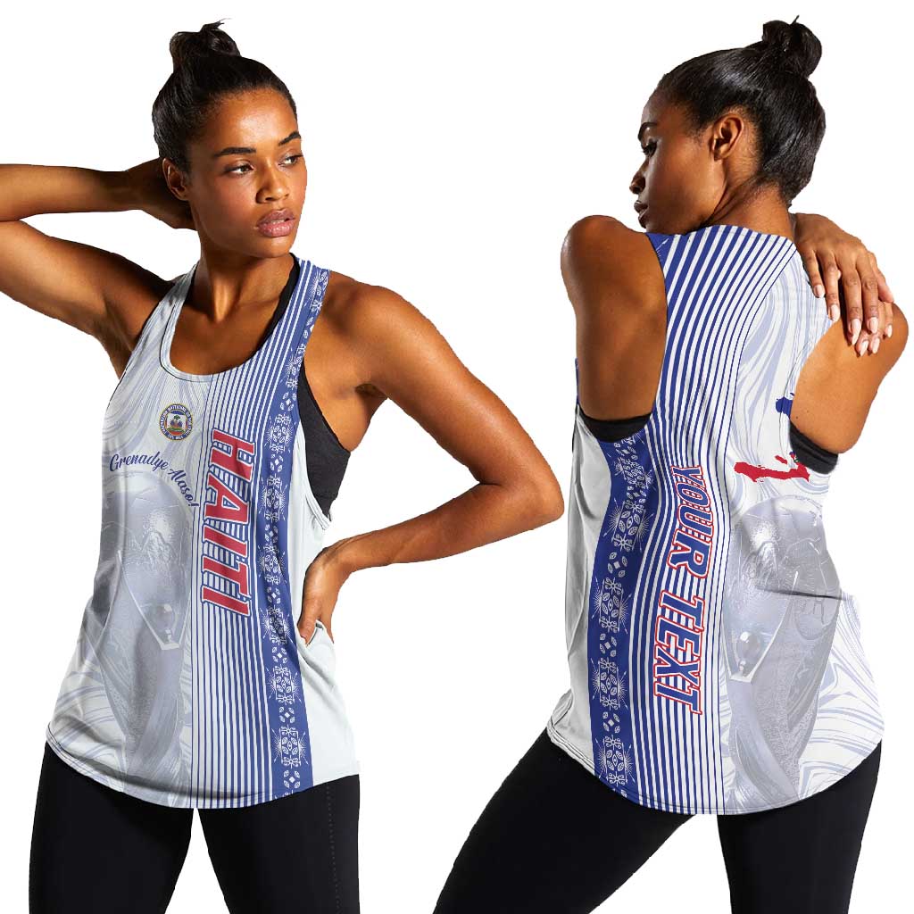 Personalized  Afro-Haiti Football Women Racerback Tank 2026 Grenadye Alaso White Version - Wonder Print Shop
