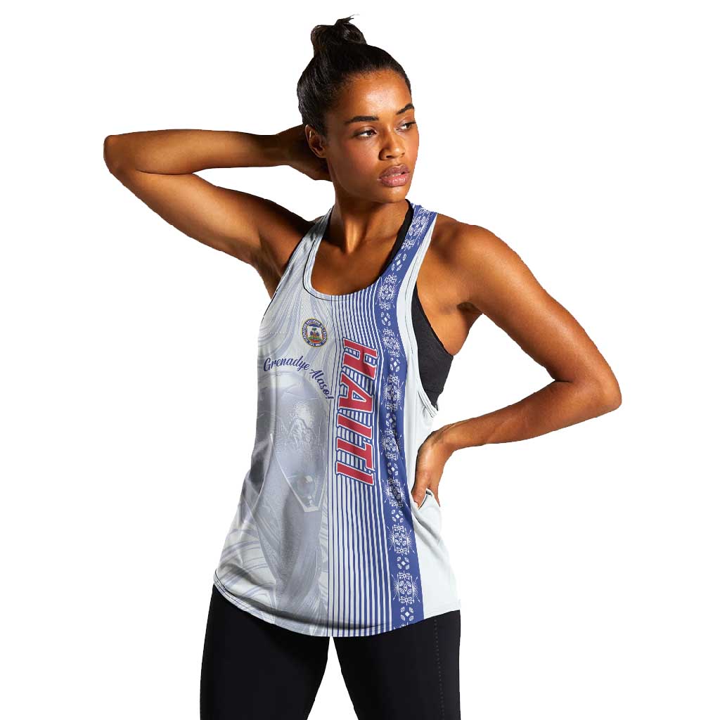Personalized  Afro-Haiti Football Women Racerback Tank 2026 Grenadye Alaso White Version - Wonder Print Shop
