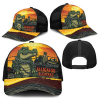 Personalized Alligator Alcatraz Mesh Trucker Cap Gator Island Prison Retro Sunset - Wonder Print Shop