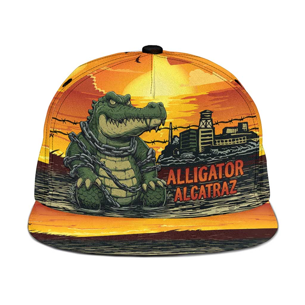 Personalized Alligator Alcatraz Snapback Cap Gator Island Prison Retro Sunset - Wonder Print Shop