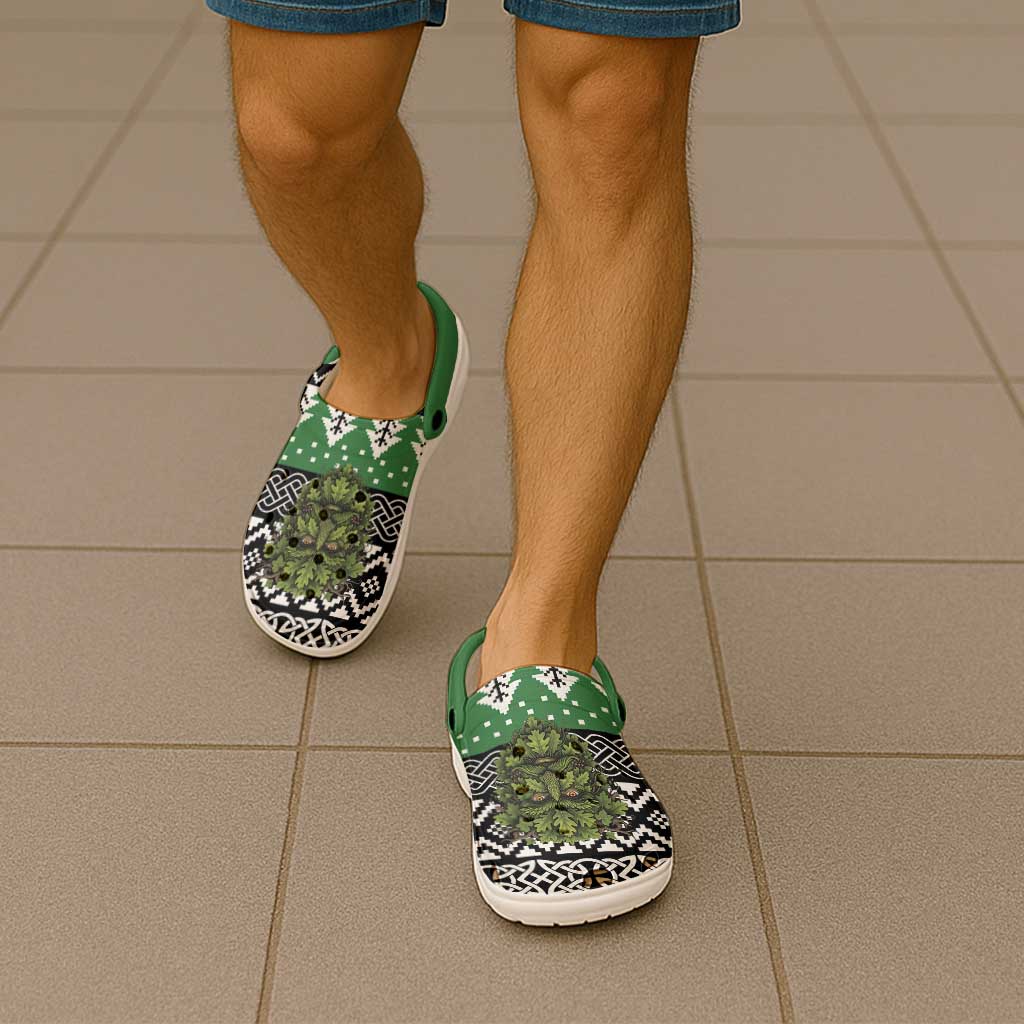 Anglesey Wales Christmas Clogs Shoes Green Man Celtic Knot - Wonder Print Shop
