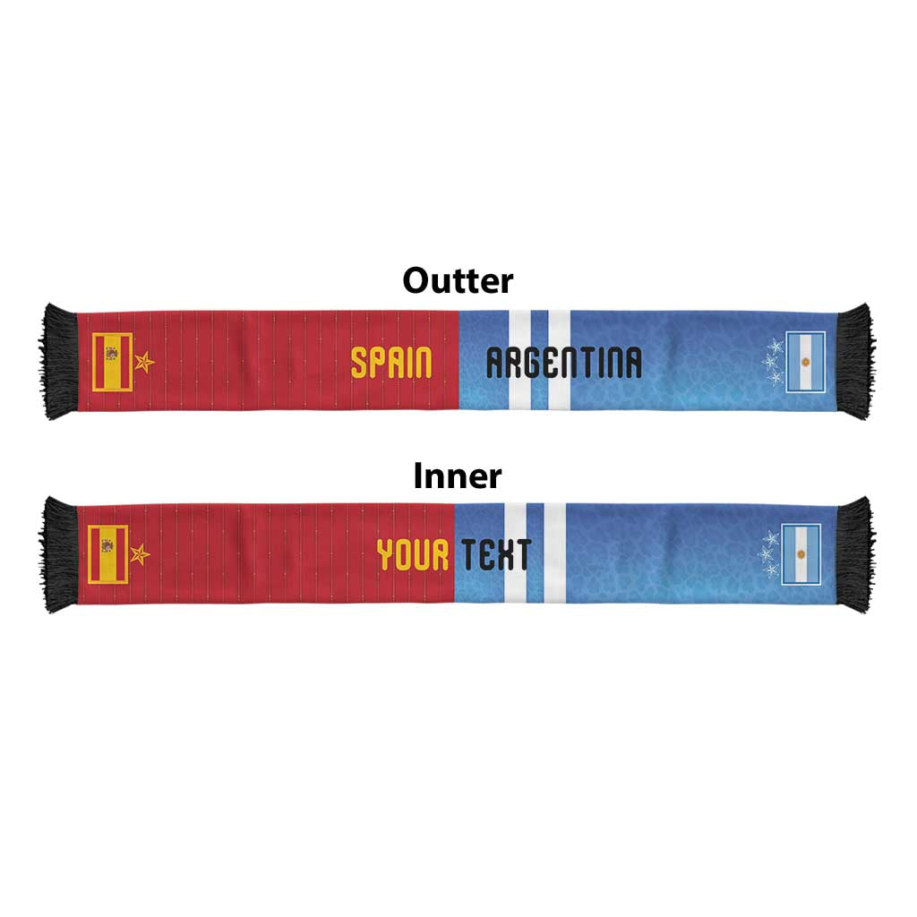 Personalized Argentina and Spain Football Mashup Soccer Scarf Final 2026