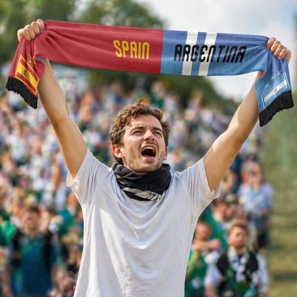 Personalized Argentina and Spain Football Mashup Soccer Scarf Final 2026