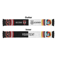 Personalized Austria and Germany National Football Soccer Scarf Split Half Diamond Argyle with Eagles Watercolor Paint Splash Art